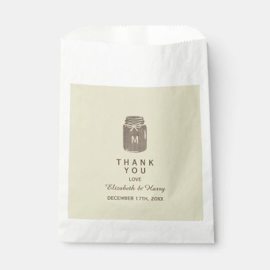 Country Burlap Mason Jar Bruiloft Bedankzakje (Voorkant)