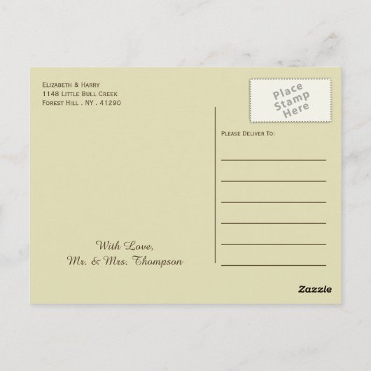 Country Burlap Mason Jar Bruiloft Dank u Briefkaart (Achterkant)