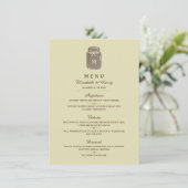 Country Burlap Mason Jar Bruiloft Menu (Staand voorkant)