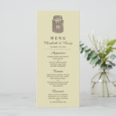 Country Burlap Mason Jar Bruiloft Menu (Staand voorkant)