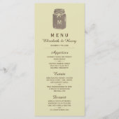 Country Burlap Mason Jar Bruiloft Menu (Voorkant)