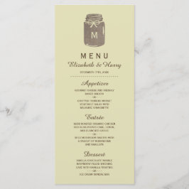 Country Burlap Mason Jar Bruiloft Menu