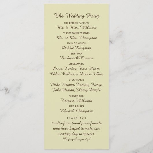 Country Burlap Mason Jar Bruiloft Programmakaart (Achterkant)