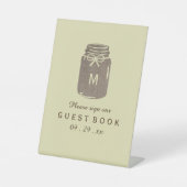 Country Burlap Mason Jar Bruiloft Reclamebord Met Voetstuk (Voorkant)