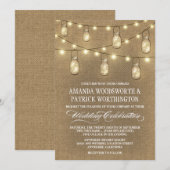 Country Burlap Mason Jar bruiloft uitnodigingen (Voorkant / Achterkant)