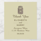 Country Burlap Mason Jar Bruiloft Wijn Etiket (Enkel label)