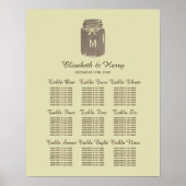 Country Burlap Mason Jar Bruiloft Zitkaarten Poster (Voorkant)