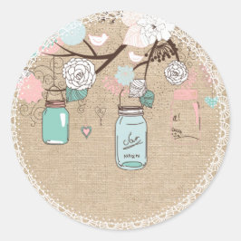 Country Burlap Mason Jar Sticker