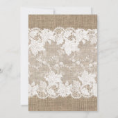 Country burlap roze pioenroos lichten en kant brui kaart (Achterkant)