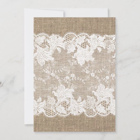 Country burlap roze pioenroos lichten en kant brui kaart (Achterkant)