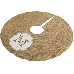 Country Burlap Rustiek Monogram Initiaal boomrok Kerstboom Rok