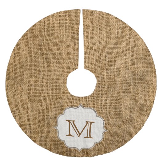 Country Burlap Rustiek Monogram Initiaal boomrok Kerstboom Rok (Voorkant)