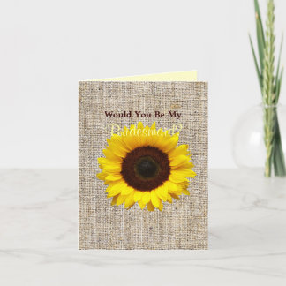 Country Burlap Sunflower Wil jij mijn bruidsmeisje