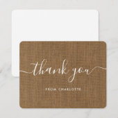 Country Burlap Trouwdouche Verjaardag Rustiek Bedankkaart (Voorkant / Achterkant)