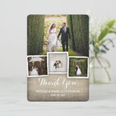 Country Burlap Trouwfoto Dank u kaart (Staand voorkant)