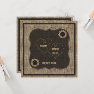 Country Burlap Westerne bruiloft uitnodiging