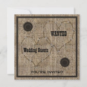 Country Burlap Westerne bruiloft uitnodigingen (Voorkant)