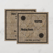Country Burlap Westerne bruiloft uitnodigingen (Voorkant / Achterkant)