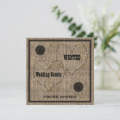 Country Burlap Westerne bruiloft uitnodigingen (Staand voorkant)