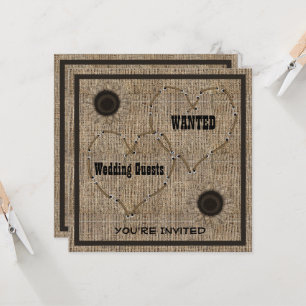 Country Burlap Westerne bruiloft uitnodigingen