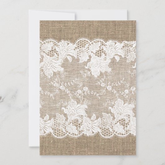 Country burlap zonnebloemen lichten en kant bruilo kaart (Achterkant)