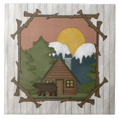 Country Cabin Cartoon leuke tegel Tegeltje (Voorkant)
