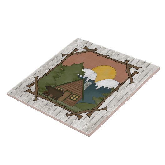 Country Cabin Cartoon leuke tegel Tegeltje (Zijkant)