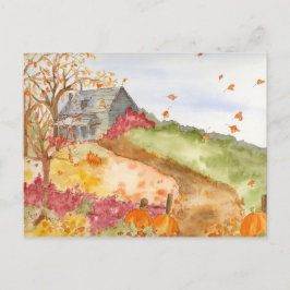 Country Cabin Herfst Landschap We zijn verhuisd Briefkaart