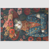 Country Calico Floral Cat Decoupage Tissuepapier (Voorkant)
