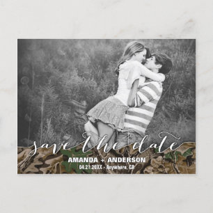 Country Camo Rustic Photo Save the Date Cards Aankondigingskaart