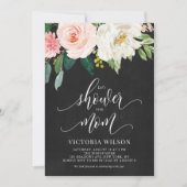 Country Chalkboard Blush Bloemige Herfst Baby Show Kaart (Voorkant)