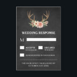 Country Chalkboard Deer Antler Wedding RSVP Kaarte<br><div class="desc">Country Chalkboard Deer Antler Wedding RSVP Kaarten - beschikt over een krijtbord bedrukte achtergrond met een bloemen- en hertengewei ontwerp aan de bovenkant.</div>