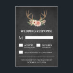 Country Chalkboard Deer Antler Wedding RSVP Kaarte<br><div class="desc">Country Chalkboard Deer Antler Wedding RSVP Kaarten - beschikt over een krijtbord bedrukte achtergrond met een bloemen- en hertengewei ontwerp aan de bovenkant.</div>