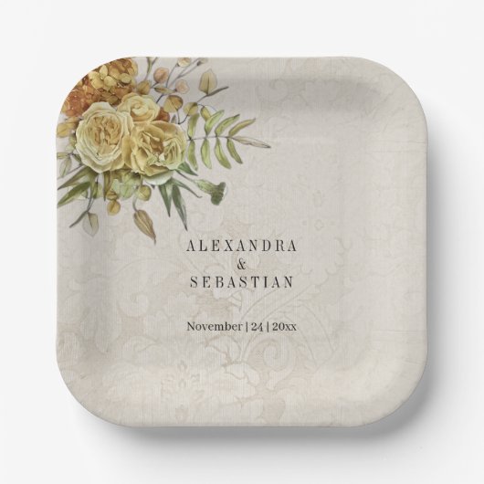 Country Charm en Boho Bloemen Papieren Bordje (Voorkant)