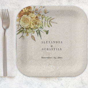 Country Charm en Boho Bloemen Papieren Bordje