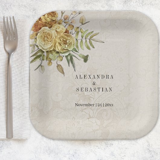 Country Charm en Boho Bloemen Papieren Bordje