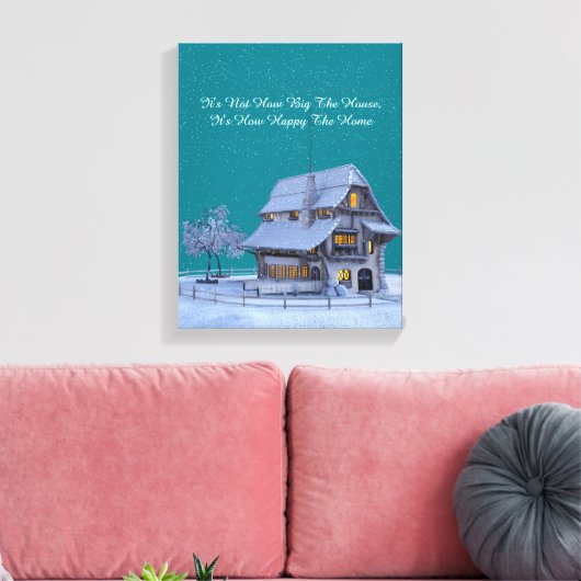 Country Chateau in de winter Scène "Happy Home" Ci Canvas Afdruk (Insitu (Woonkamer))