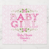 Country Chic, Baby Meisje, Baby shower Bier Etiket (Enkel label)