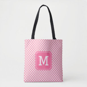 Country Chic Baby roze Gingham Monogram Tote Bag