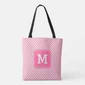 Country Chic Baby roze Gingham Monogram Tote Bag (Achterkant)