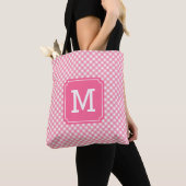 Country Chic Baby roze Gingham Monogram Tote Bag (Dichtbij)