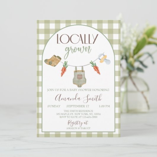 Country Chic Baby shower lokaal geteeld thema Kaart (Staand voorkant)
