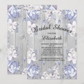 Country Chic Bloemen Hout Bruids Douche Uitnodigin Kaart (Voorkant / Achterkant)