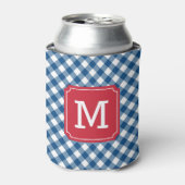 Country Chic Blue Gingham personaliseer Monogram Blikjeskoeler (Blikje Voorkant)