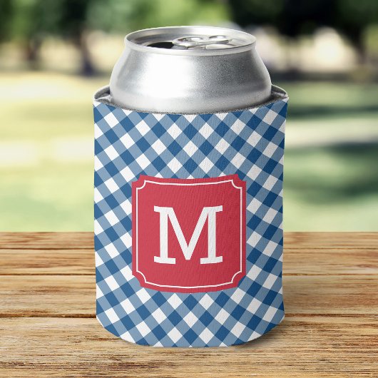 Country Chic Blue Gingham personaliseer Monogram Blikjeskoeler