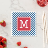 Country Chic Blue Gingham personaliseer Monogram Servetten (Insitu)