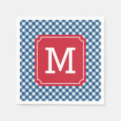 Country Chic Blue Gingham personaliseer Monogram Servetten (Voorkant)