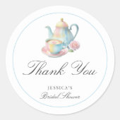 Country Chic Bruids Tea Bruiloft Dank Je Ronde Sticker (Voorkant)