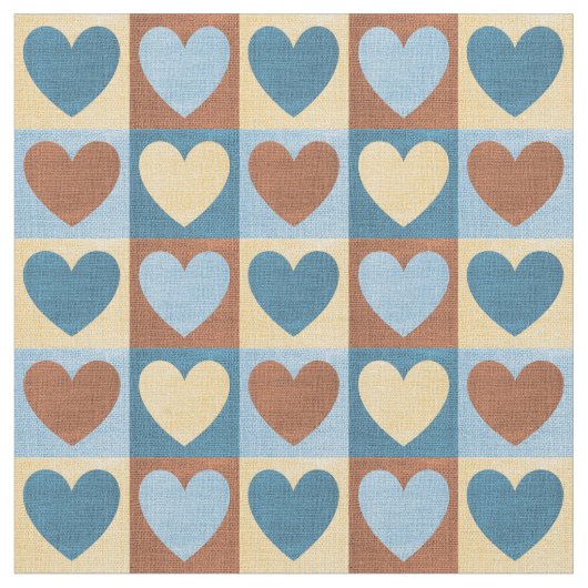 Country Chic Hearts Patroon Stof (Close Up)