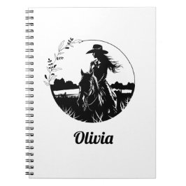Country Chic Horse Cowgirl Western gepersonaliseer Notitieboek